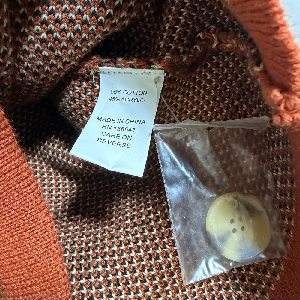 NWT Cotton Rye Vintage Horse Kids rust orange boy girl sweater cardigan XS 4 - Picture 6 of 7